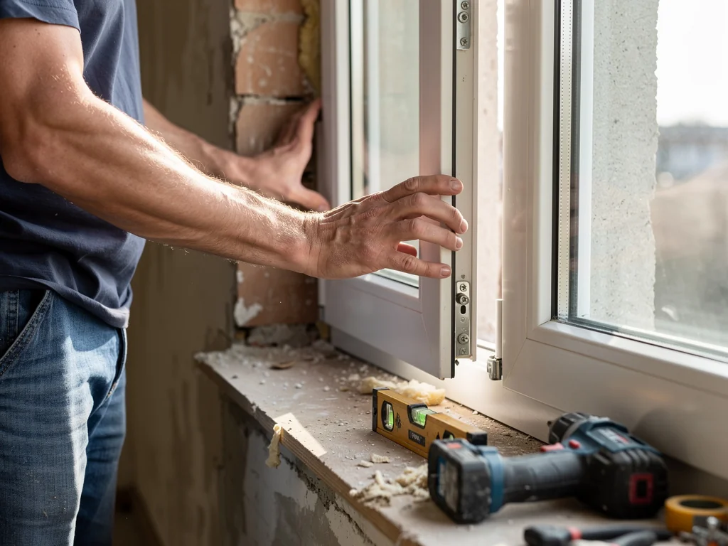 Pose d'une fenêtre PVC double vitrage par un artisan RGE dans une maison rénovée